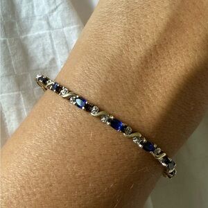 Vintage Sapphire Tennis Bracelet - 10k gold - Elegant & Timeless